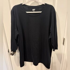 Lands' End 3X (24/26) Black 3/4 sleeve crew neck tee shirt